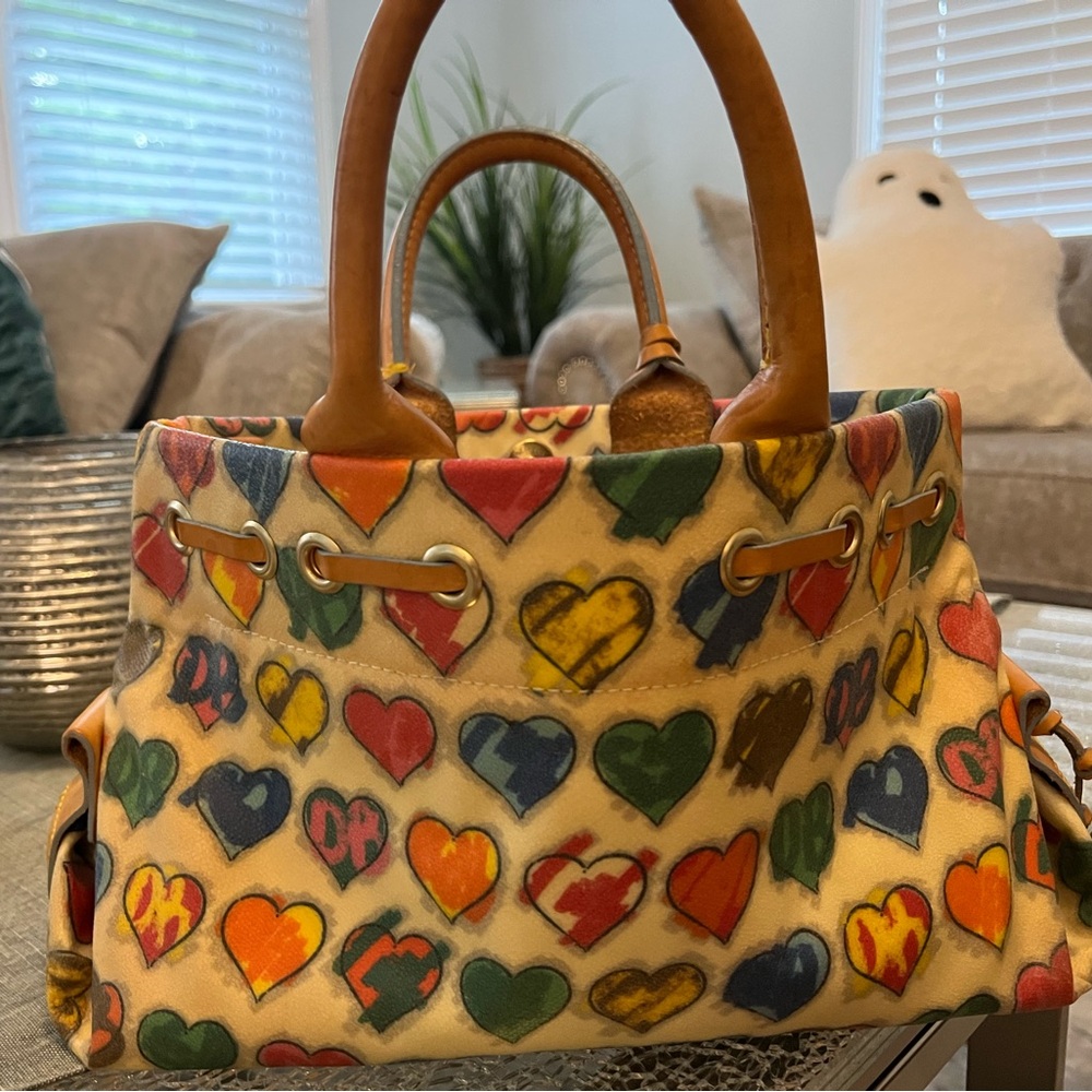 Dooney and Bourke vintage Y2K hearts and rainbow bag with pink charm